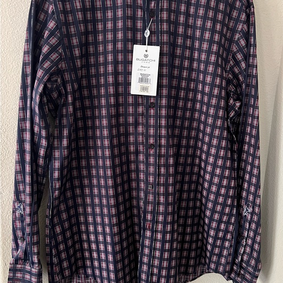 Bugatchi shaped fit men’s size L. shirt in midnight  100% cotton   nwt - Picture 2 of 7